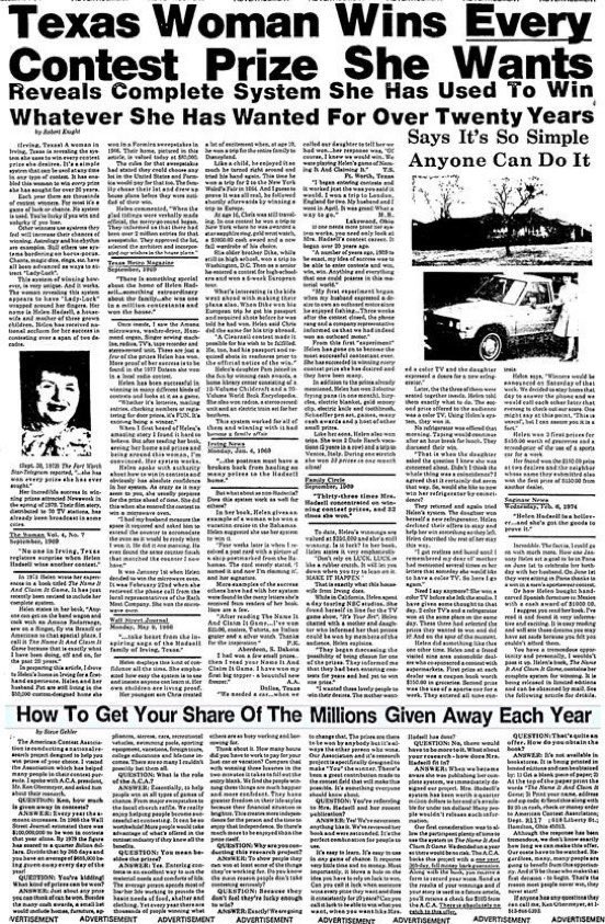 Ama Helen sadece *şanslı* değildi.

Bir sistemi vardı.

Helen 1969'da *The Name It and Claim It Game* adlı bir kitap yazdı.

Her yarışmayı nasıl kazandığını açıkladı.

Sırrı mı?

SPEC adlı 4 harfli bir formül:

• Seç
• Yansıt
• Bekle
• Topla