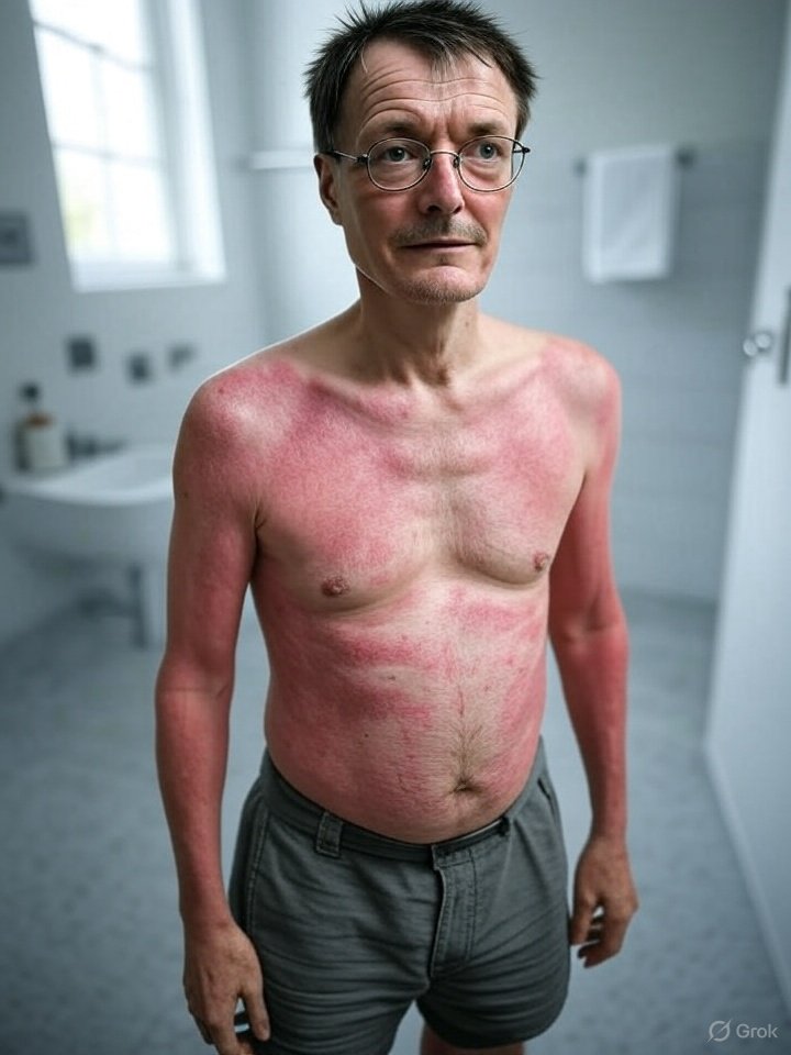 KarlKautabak's tweet image. Guten Morgen Deutschland 🏳️‍🌈🇩🇪, leider habe ich mir einen starken Sonnenbrand eingefangen, weil ich Tessas Gleitgel mit der Sonnencreme verwechselt habe. Bitte bleiben Sie sehr achtsam, die Sonne ist gefährlich! #Klimakrise #Klimawandel #Sonnenbrand