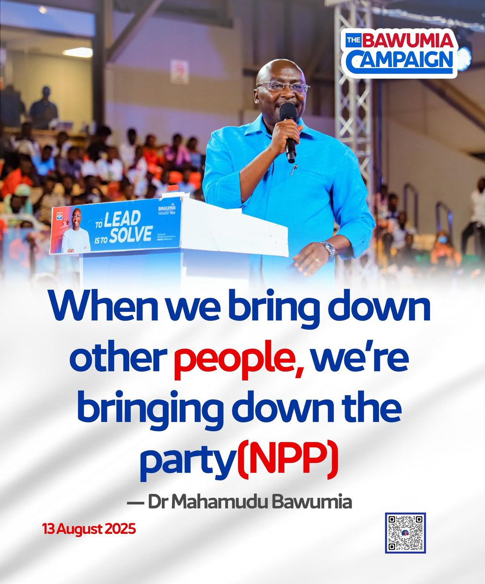 SamToys_NPP's tweet photo. We only have one party, let’s not tear it down with insults and attacks.
Promote your candidate to the delegates with maturity and decency.
Remember, it is still possible!
#UnityForVictory
#Bawumia2028
#OnePartyOneGoal
#DigiNews https://t.co/fOD1fXZbOy