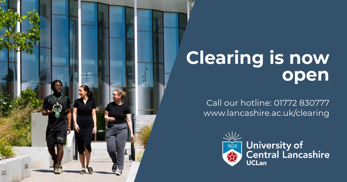 Congratulations to all students receiving their A Level results today! 🌟
If you’re exploring your options, we still have #Clearing places available 
Call us now and we will be happy to help you find the right path.

👉lancashire.ac.uk/clearing
☎️01772 830777