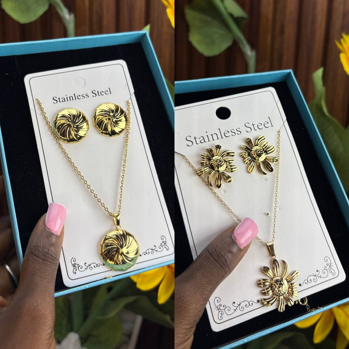 Omamicollective's tweet photo. ✨ Elevate your style with our stunning stainless steel jewelry sets – bold, durable statement pieces that turn heads without breaking the bank! ₦3500
DM me to order or inquire! 📩
 #StainlessSteelJewelry #IlorinFashion #StatementPieces #JewelryLovers https://t.co/b4wmpugcez