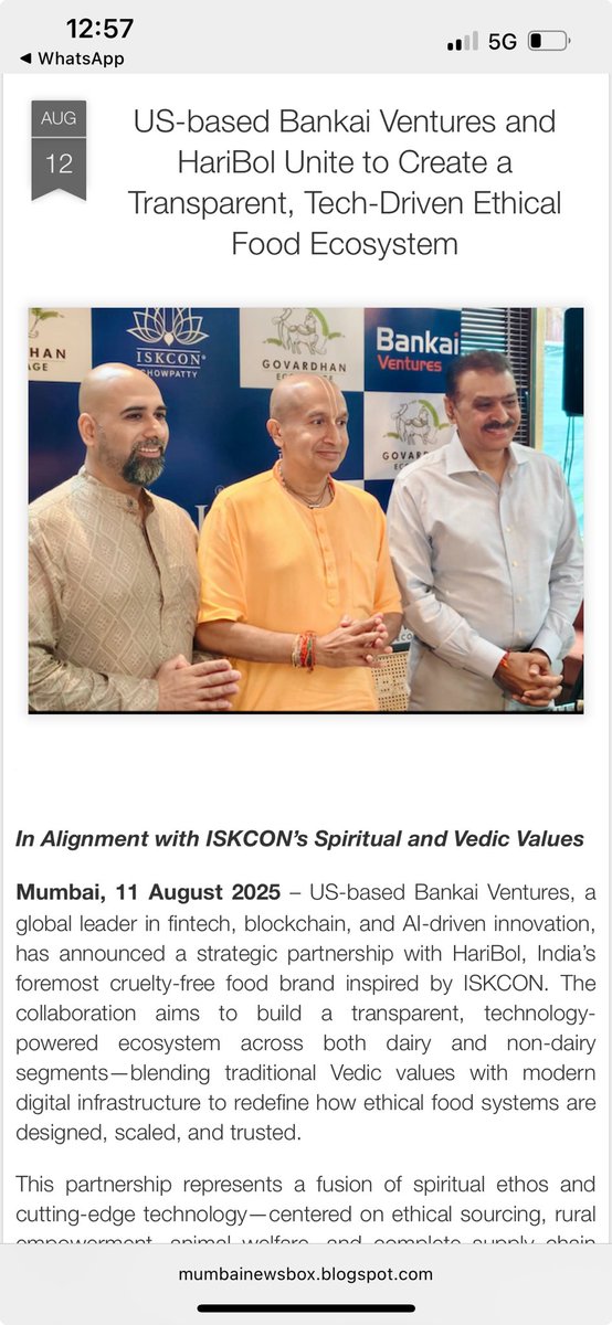 ⁦<a href="/GaurangaDas/">Gauranga Das</a>⁩ ⁦<a href="/iskconchowpatty/">ISKCON Chowpatty</a>⁩ ⁦<a href="/HareKrsnaTV/">Hare Krsna TV - ISKCON Desire Tree</a>⁩ ⁦<a href="/haribolmilk/">Haribol Foods</a>⁩ ⁦<a href="/TajHotels/">Taj Hotels</a>⁩ humbled to be part journey create conscious food.