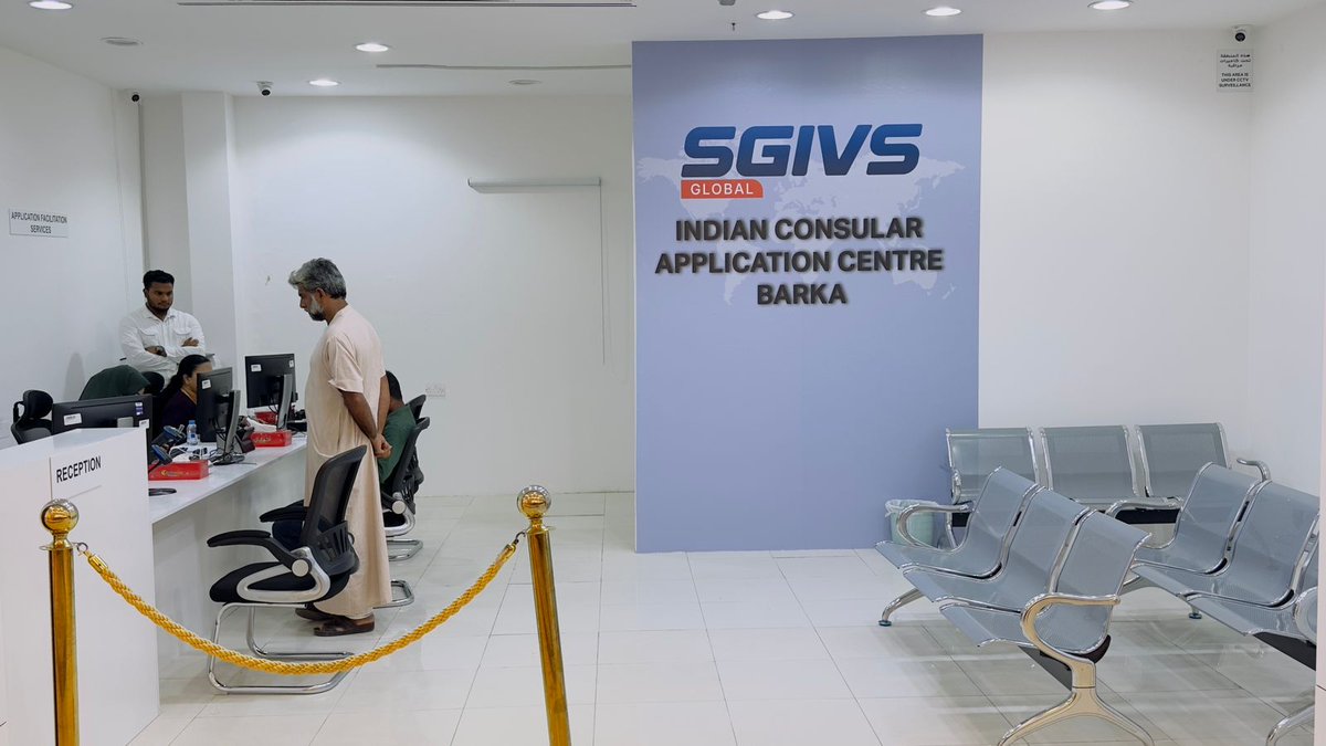 sgivsglobal's tweet photo. New SGIVS ICAC Center!
SGIVS sets another milestone by launching a new ICAC center in Barka, Oman to provide seamless CPV services for Indians and Omani Nationals Expanding reach, enhancing service! 
#SGIVS #Oman #ICAC #NowOpen #passportsevamea #CPVIndia #meaindia1 #Indemb_Muscat https://t.co/k4htzhMpU4