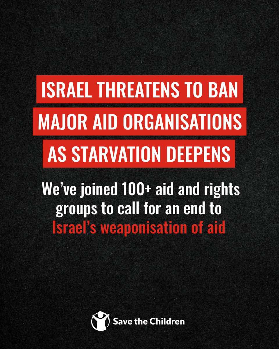 Israel is threatening to ban major aid organisations as starvation deepens.
 
We joined 100+ aid and rights groups to call for an end to Israel's weaponisation of aid.

Read our statement here: bit.ly/3UZaRvX