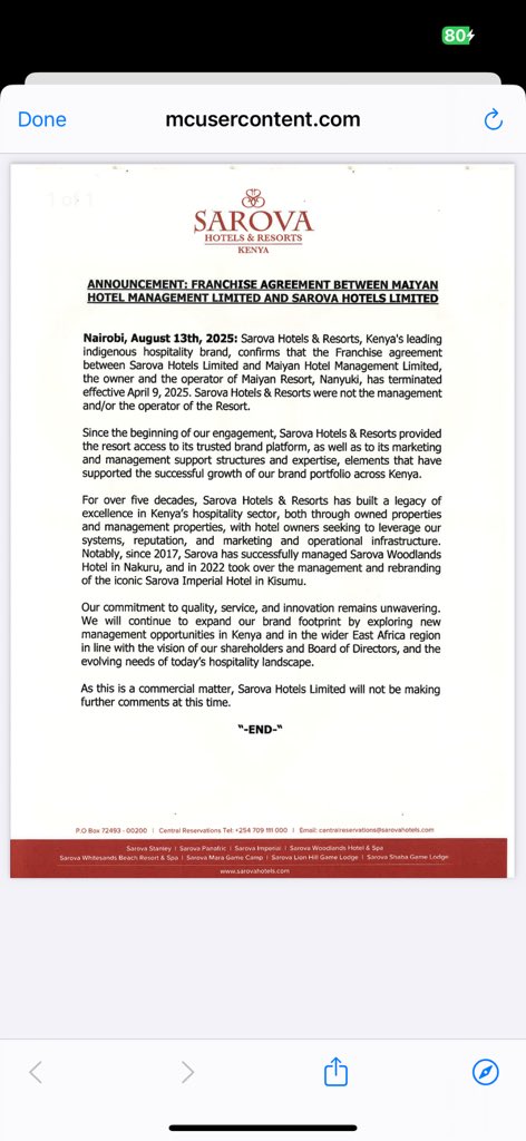 Sarova &amp; Maiyan Have parted ways less than 4 months after they started working together