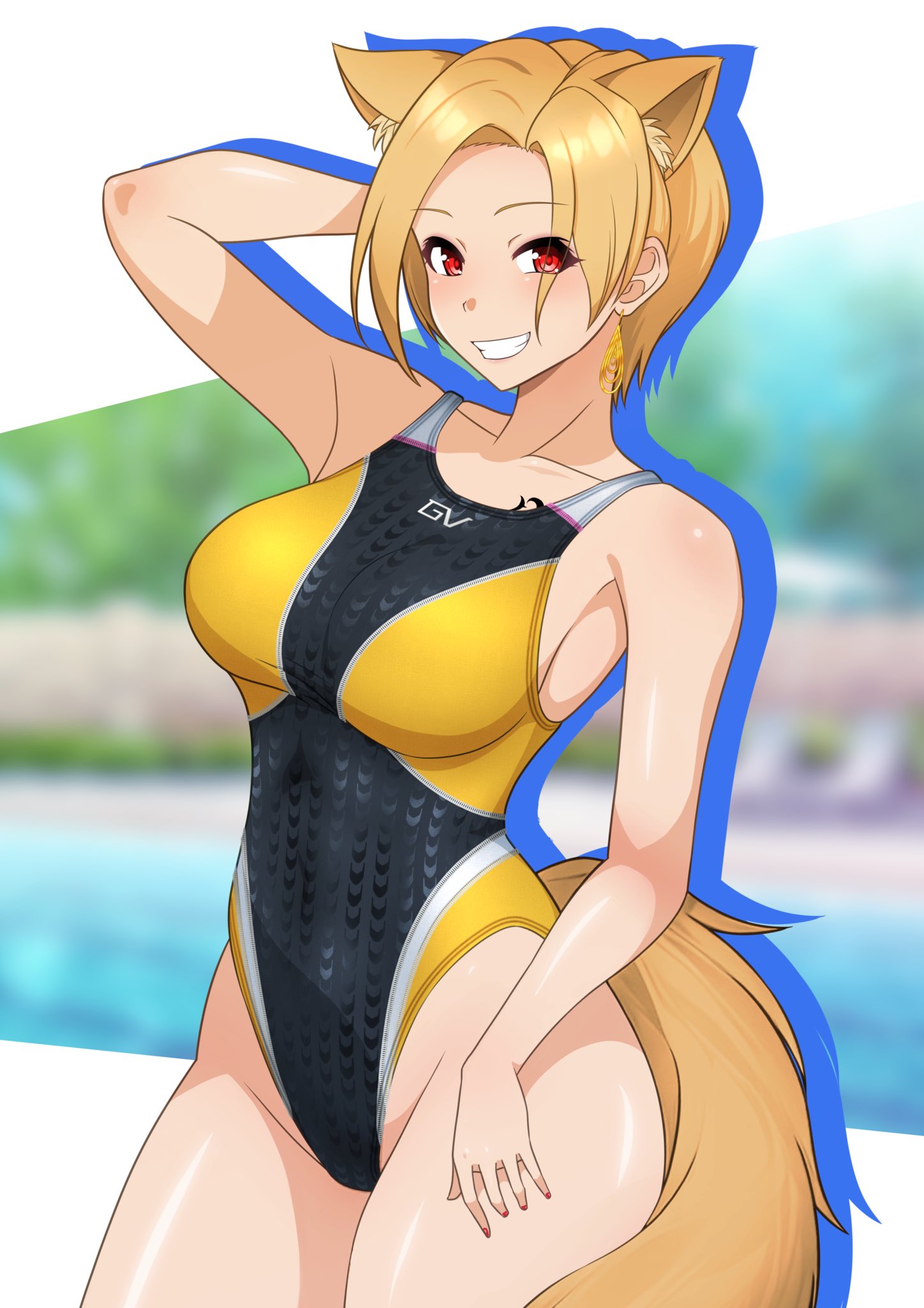アニメスタイル 水着 女性キャラクター 絵画 水着 イラスト