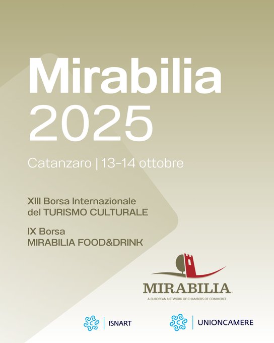 #Mirabilia2025, a Catanzaro il 13 e 14 ottobre  la XIII Borsa Internazionale del #turismoculturale e la IX Borsa Mirabilia Food &amp; Drink. Il progetto mira a valorizzare i territori sedi di siti #UNESCO meno noti attraverso un modello di sviluppo che integra #cultura, #turismo e