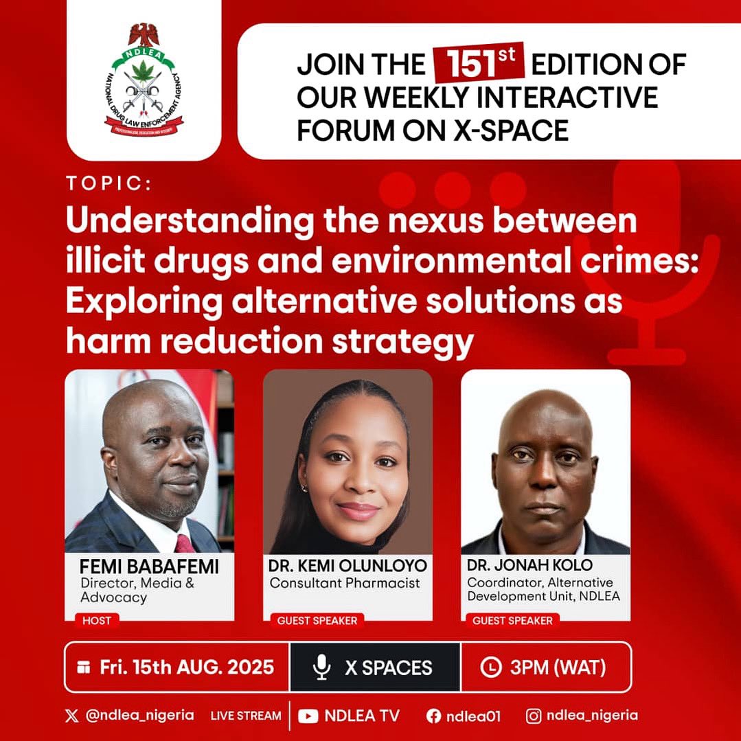 When crime poisons our streets, our streams, and our fertile grounds,  
while the same hands destroying human lives are also damaging the earth,
we all must rise to the challenge.

That’s why tomorrow at 3pm on X Space, we engage experts in a conversation on: the nexus between