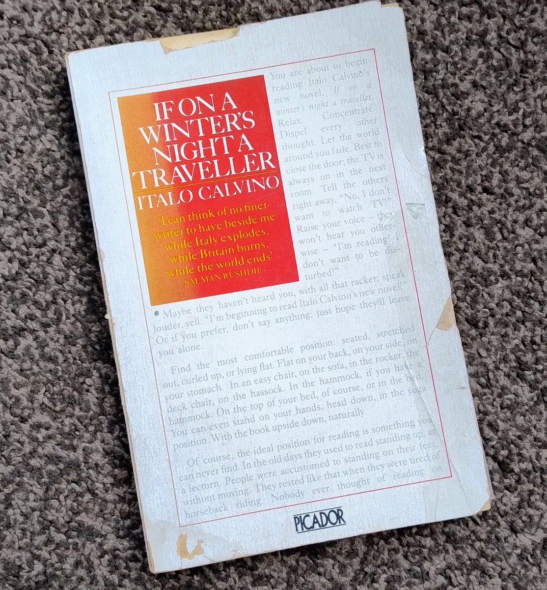 It's a bit faded now, and a few repairs have been needed, but I'm enjoying a canter through this postmodern classic for the umpteenth time. Always fun to be had in this book about books and reading. #ItaloCalvino