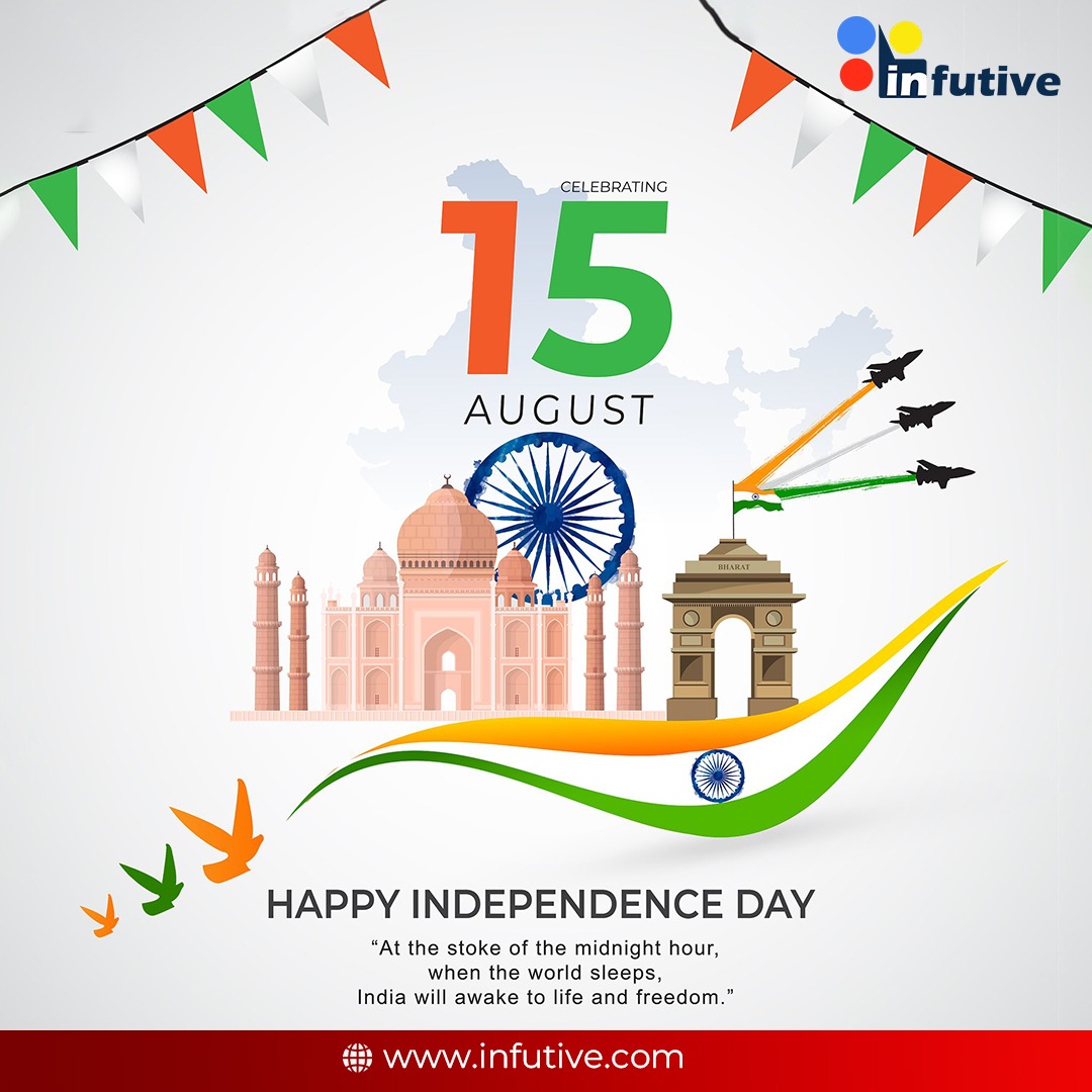 InFutiveTech's tweet image. Happy Independence Day! Let’s celebrate the freedom and spirit of our nation.

#IndependenceDay #Freedom #ProudToBeIndian #JaiHind #India #Patriotism #Unity #NationFirst #IndianSpirit #CelebrateFreedom