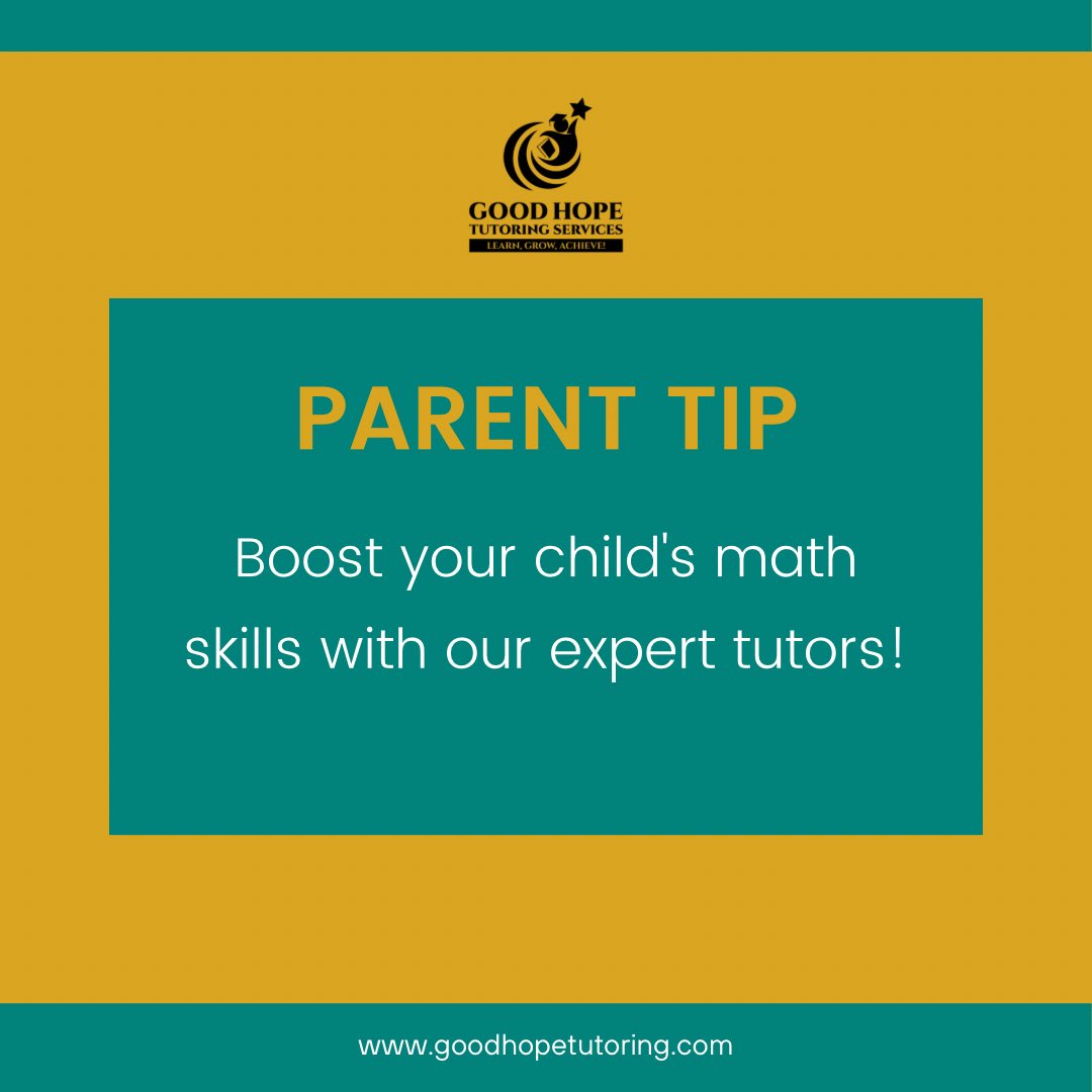 GoodHopeTutors's tweet photo. Elevate your child's math skills with expert tutors at Good Hope Tutoring! 

#MathTutoring #ParentTip #GoodHopeTutoring https://t.co/LYtnfXCKSq