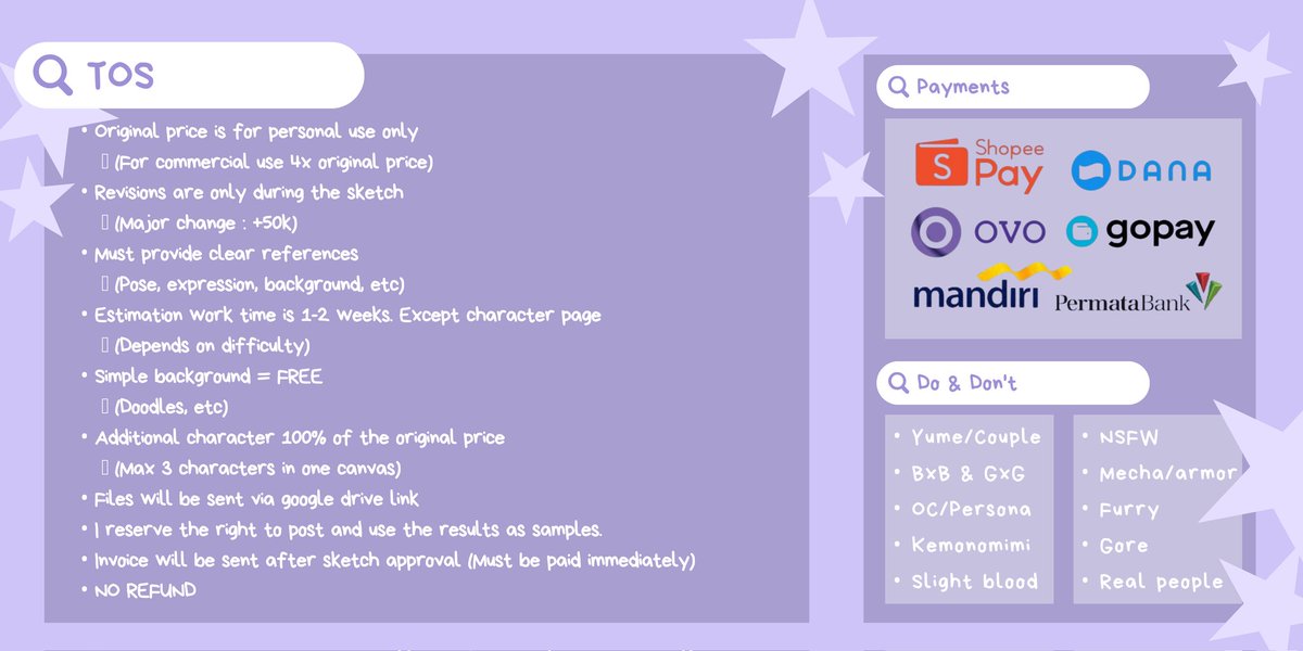 [Rts and likes are very appreciated!]

Open commissions for local [🇮🇩] only (i lowered the price). Just DM me if you're interested. Thank youu!

For the first buyer, a chibi half body (🦶) will be given for free (⁠｡⁠•̀⁠ᴗ⁠-⁠)⁠✧

#Commission #zonauang #zonajajan #artidn