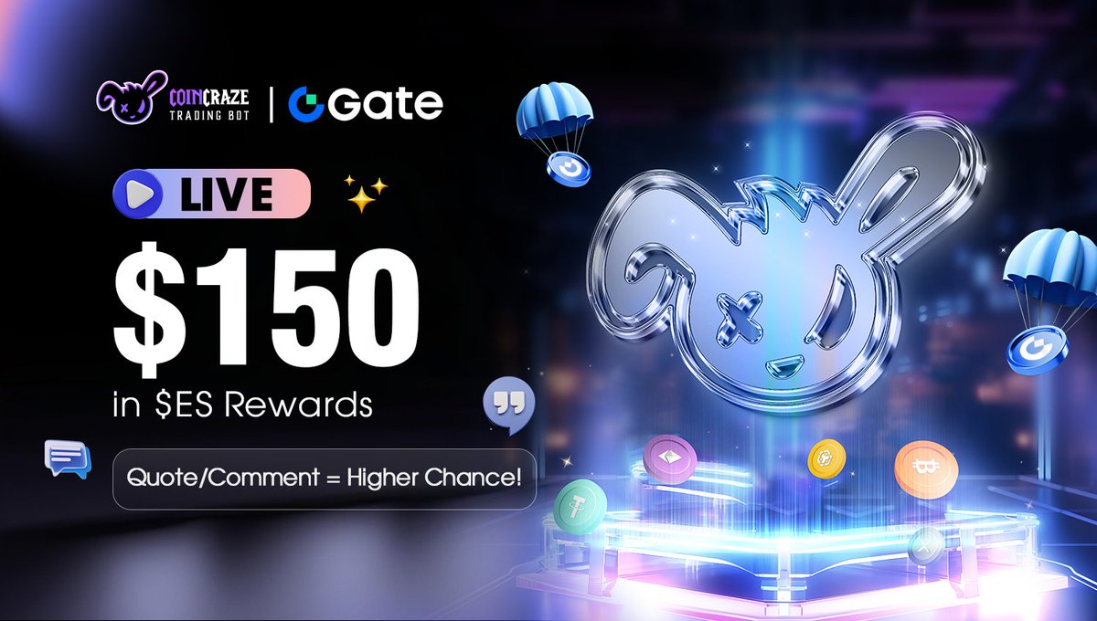 🎉 CoinCraze × Gate Airdrop Event Starts! 
💰 This Week’s Rewards

A total of $150 worth of $ES, awarded to 5 winners!

📌 How to Participate
1️⃣ Follow <a href="/CoinCrazeCen/">CoinCraze Central</a> and <a href="/CoinCrazeKR/">CoinCraze Central (KR)</a> 
2️⃣ Like &amp; Retweet this post

✅ Quote Tweet = Higher chance of winning
✅ Leave a supportive