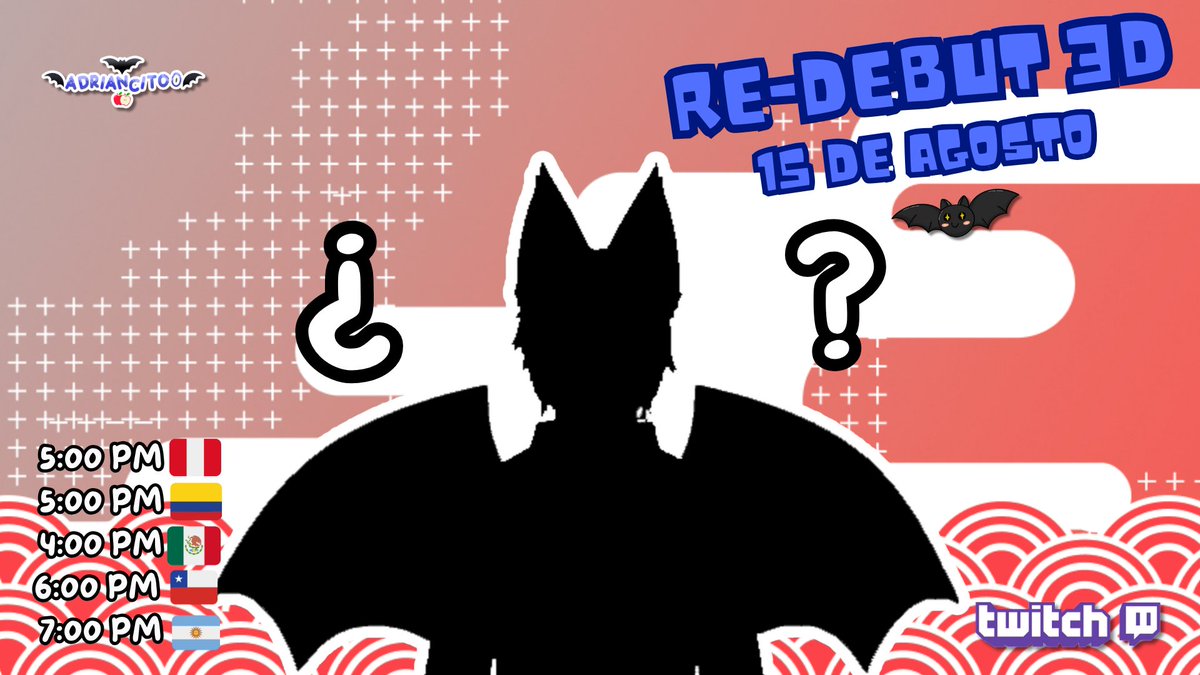 Chicos y chicas, ¡estoy muy emocionado! 🦇🍎🍏
Este 15 de agosto revelaré oficialmente Mi Primer 
Modelo 3D con una nueva apariencia, más fresca &amp; 
juvenil ✨.

 Estreno: 5:00 PM Hora peruana 🇵🇪(youtube/twich)

Like &amp; RT 
❤️&amp;🔃

#VtuberES #Vstreamer #Redebut #VtuberDEBUT #Vtuber