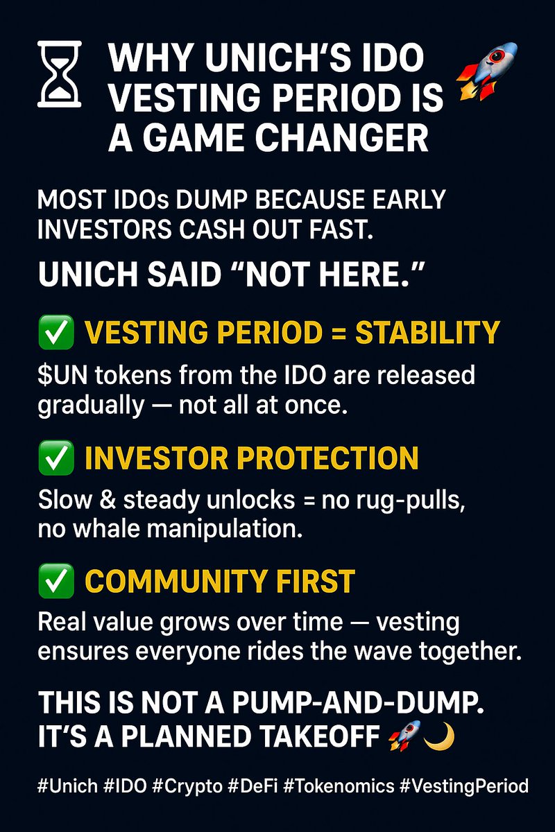 UnichAngel's tweet photo. BUY IDO TODAY: ๐ ๐ ๐ ๐
https://t.co/8NaCmAKCc1
#Unich #IDO #Crypto #DeFi #Tokenomics #VestingPeriod https://t.co/whyrwvMFof