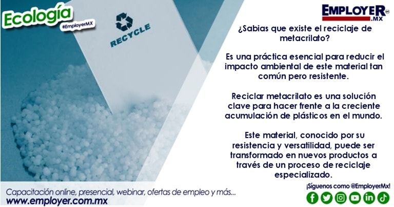 EmployerMX's tweet image. ¡El reciclaje de metacrilato es un paso importante hacia un futuro más verde y sostenible! Employer te invita a conocer más detalles ingresando:
bit.ly/3DRQdZB

#EmployerMX #Reciclaje #Metacrilato #EconomíaCircular #Sostenibilidad #Reutilización #CuidadoDelMedioAmbiente