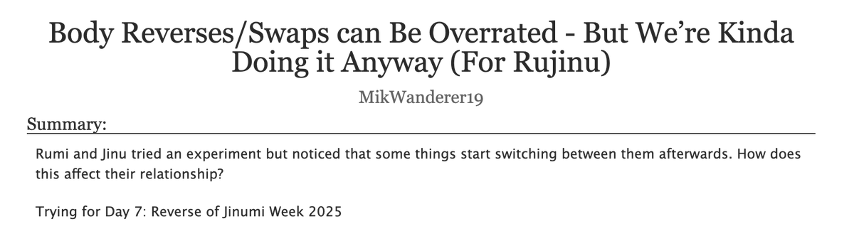 2023Mik's tweet photo. @jinumiweek2025 #jinumiweek2025 #KPOPDEMONHUNTERS 

Day 7 - Reverse (Kinda)

Barely joined the challenge but hoped this counted - tis  the first chapter

Disclaimer - wanted to post this only for the @jinumiweek2025 challenge but not sure if it worked. Please let me if it worked. https://t.co/YmsCgvhEoO