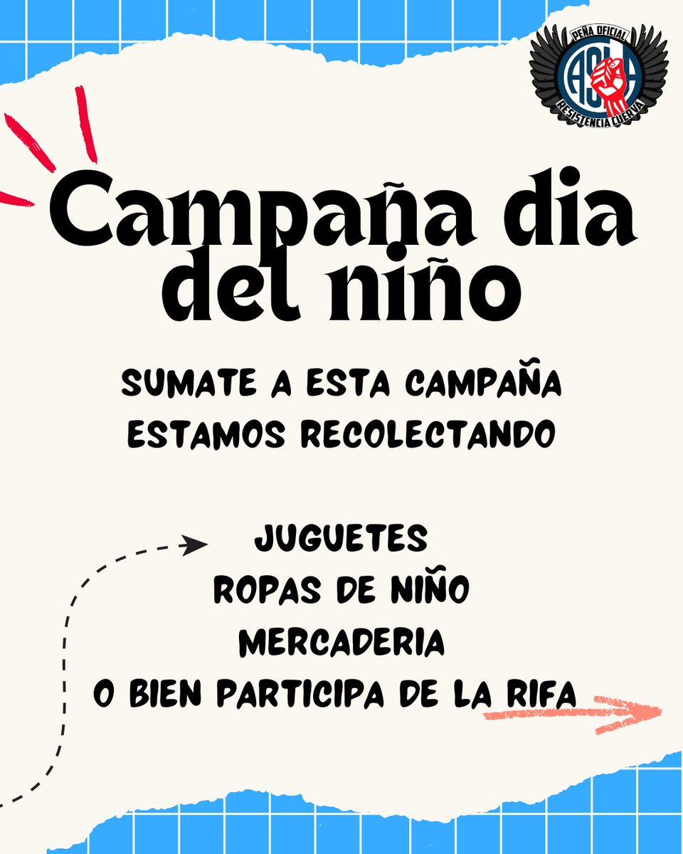 RciaCuerva's tweet photo. Iniciamos la campaña del día del niño 2025. 
Estamos recolectando juguetes, ropa de niño, mercaderías.
También ponemos a disposición una rifa a beneficio del merendero los angelitos del barrio Don Bosco.

Si querés una rifa, contactate al 3624892488 (Lean). https://t.co/xXHDYoSagG