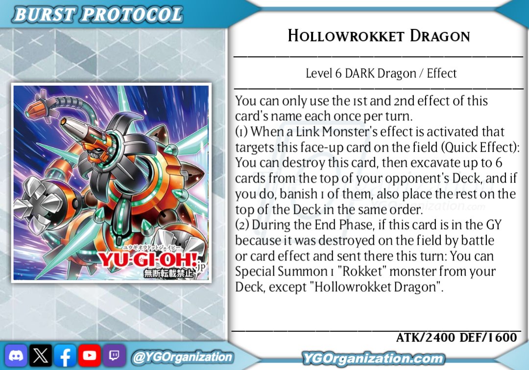 ygorganization's tweet image. ◆ Burst Protocol ◆
Safety: Off. Anti-glare protection: on

Burst Protocol, launch!
#yugioh #遊戯王