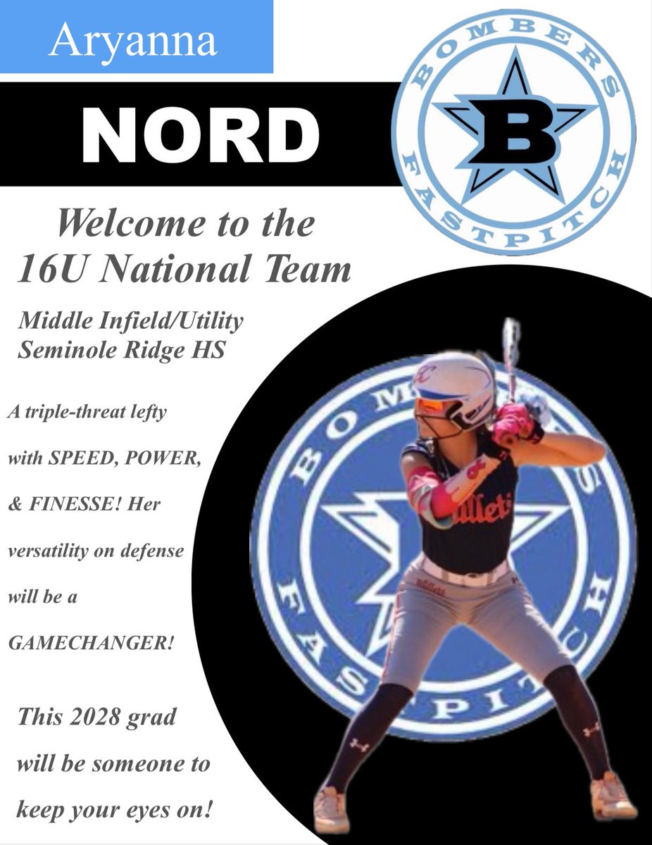 Welcome our newest members of our 16U Nationals! <a href="/TKNIGHT11/">MS Bombers Fastpitch</a> <a href="/CamVickers_2028/">Cameron Vickers</a> <a href="/MackenzieHanki7/">Mackenzie Hankins</a> <a href="/AryannaNord2028/">Aryanna Nord</a> <a href="/rglawson45/">Rick Lawson</a> #bluebloods