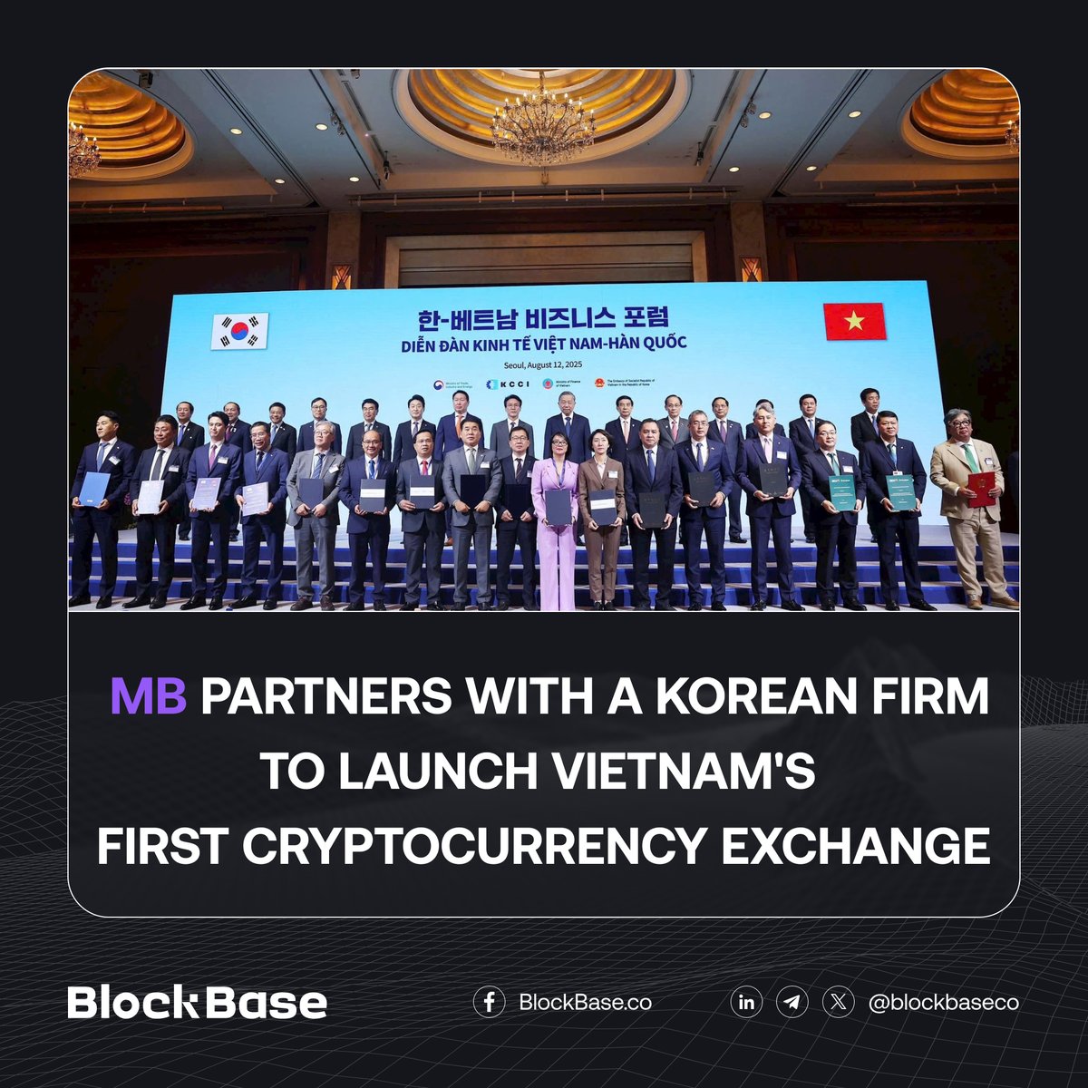 blockbaseco's tweet photo. Big news! 🤝 MBBank and Upbit are teaming up to launch Vietnam's first-ever official crypto exchange 🚀.
A new era for 🇻🇳 blockchain is on the horizon.
#Crypto #Blockchain #Vietnam #Upbit #MBBank