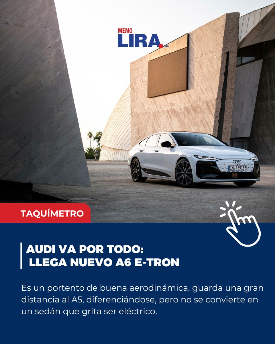 AutosMemoLira's tweet photo. Es jueves de #AutosRPM en @PublimetroMX y en mi columna les hablo del Audi A6 e-tron, un portento de buena aerodinámica. ¡No dejen de leerla!
#MemoLira #Audi #A6etron
https://t.co/cqqxB2sMEL https://t.co/r511AcXBWw