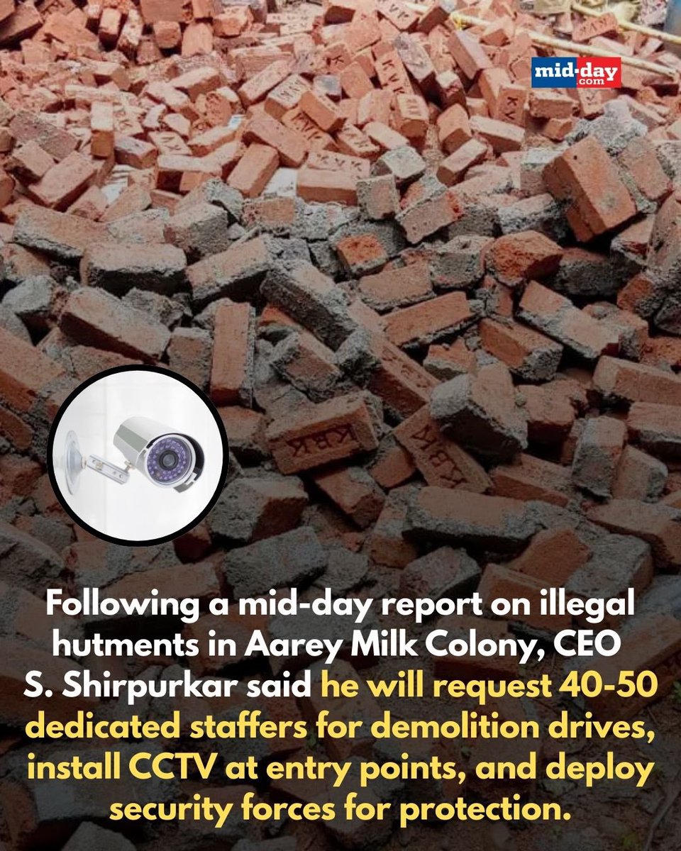 mid_day's tweet photo. After mid-day exposes illegal hutments in Aarey’s tribal hamlets, CEO S. Shirpurkar vows stricter action  seeking 40-50 extra personnel, security deployment, and checks to stop vehicles smuggling in construction material. 

By: @ranjeetnature 

#Aarey #BMC #infrastructure #Mumbai #MumbaiNews 

https://t.co/okaPlKS4NO