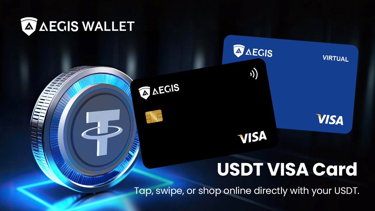 🔥Crypto utility just got real! Turn your crypto into real-world spending power. 💰

#AegisWallet new USDT VISA Card lets you spend anywhere VISA is accepted.

Tap, swipe, or shop online directly with your USDT.
Apply via the app – it's that simple!

#CryptoToFiat #VISA