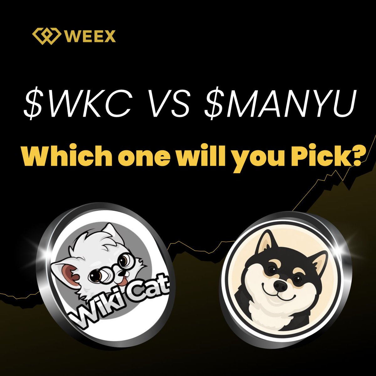 🔥 WEEX Hot Coin PK 🐱🐶— Win $500 for 50ppl! 🔥

💥 $WKC <a href="/wikicatcoin/">Wiki Cat</a> VS $MANYU <a href="/RealManyu/">Manyu Community</a> Which One Will You Pick?

How to Join:
1️⃣ Follow <a href="/WEEX_Official/">WEEX</a>
2️⃣ Like &amp; Repost
3️⃣ Comment pick ( $WKC or $MANYU) + your WEEX UID

👉: bit.ly/400yW8R
💡 Whether you’re Team 🐱 or