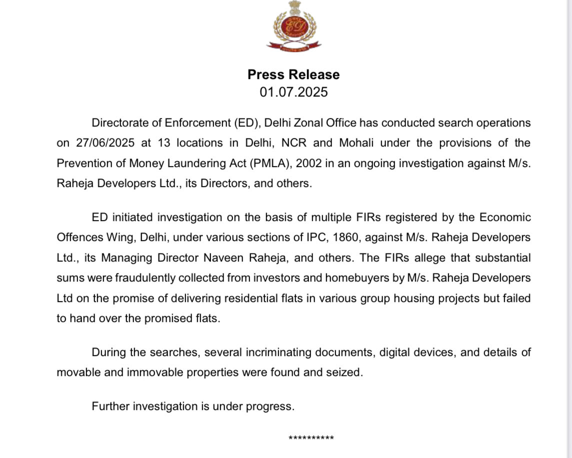 SocietyRGFBA's tweet photo. Enforcement Directorate has been investing Raheja Developers under PMLA based on multiple EOW FIRs &amp; has raided their premises discovering several incriminating documents.

What message does being photographed with a sitting union minister send to the investigation agency?

3/3 https://t.co/ecqMEkYs3b
