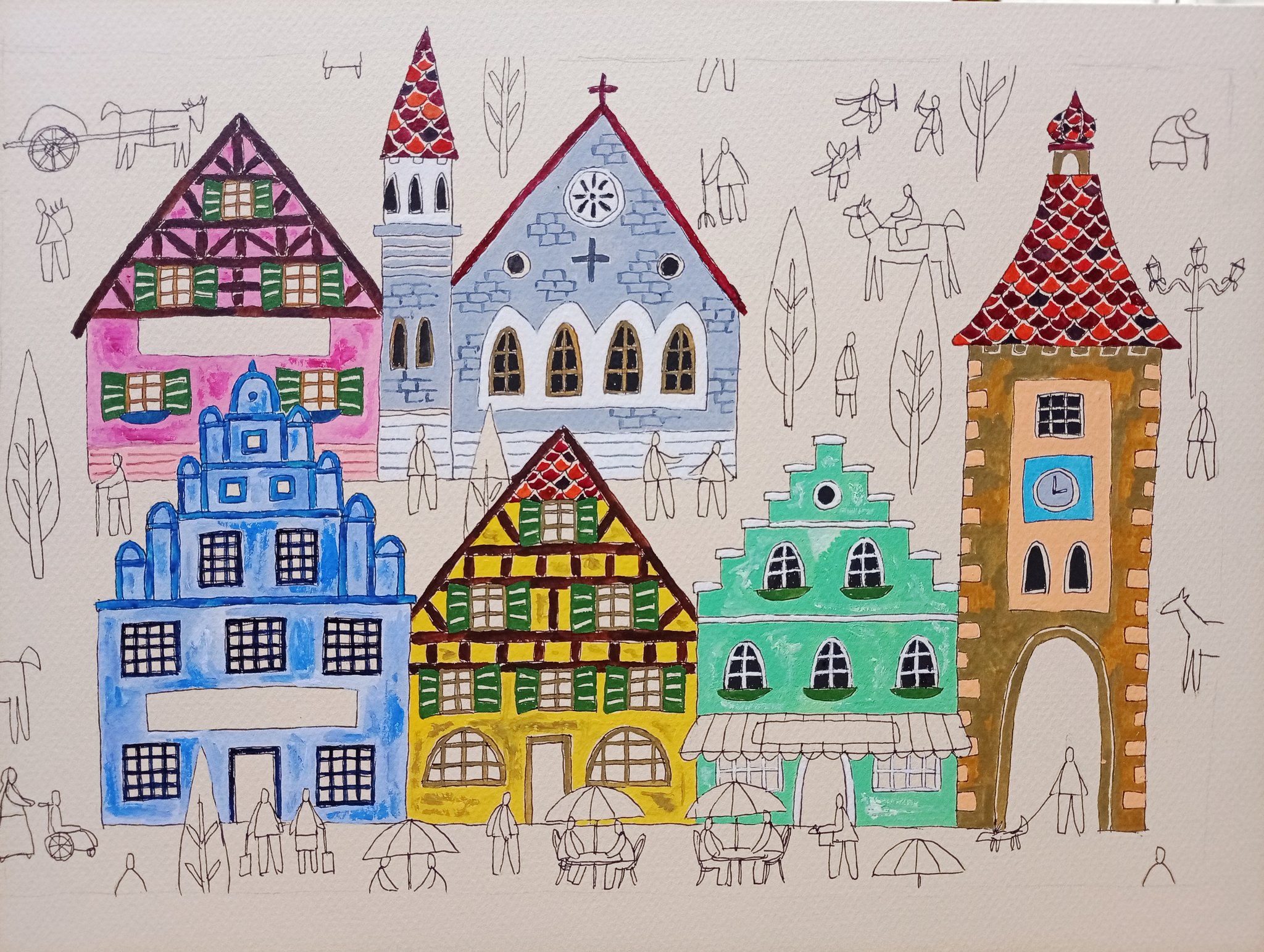 奥村ユズル　水彩画原画　ドイツ古城街道の小さなホテル 旅する画家 奥村ユズル on X: 