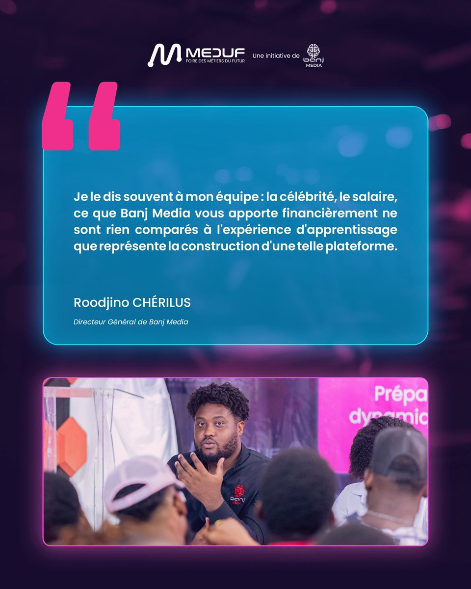 “Je le dis souvent à mon équipe : la célébrité, le salaire, ce que Banj Media vous apporte financièrement ne sont rien comparés à l’expérience d’apprentissage que représente la construction d’une telle plateforme.
La plus grande richesse que nous puissions offrir, c’est une