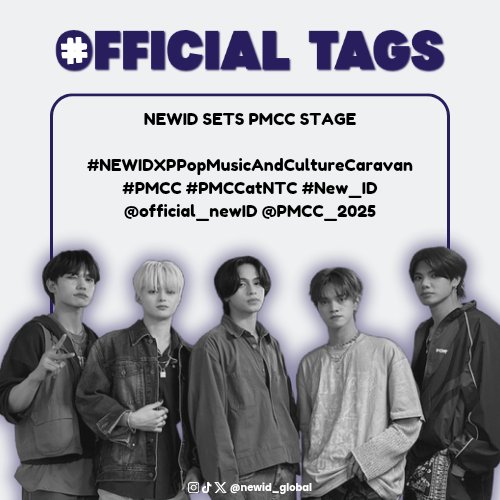 newid_global's tweet photo. [🌐] #NEWID_Trends 

NTCians, get ready! ✨ New:ID is here to own the stage at the PPOP Music &amp; Culture Caravan! 🔥

Use our official tags for today's event!

NEWID SETS PMCC STAGE

#NEWIDXPPopMusicAndCultureCaravan #PMCC #PMCCatNTC #New_ID @official_newID @PMCC_2025 https://t.co/sZQJUYIEHq