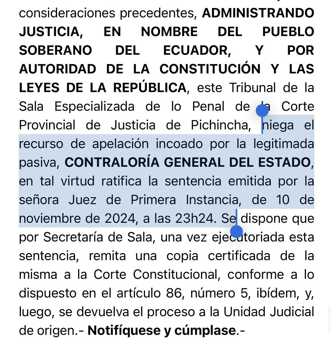 ✍️La AP que presenté a título personal en contra de la <a href="/ContraloriaECU/">Contraloría Ecuador</a> fue ratificada por la Corte Provincial de Pichincha.

Vulneraron mis derechos, si tú crees que también fuiste transgredido por la Contraloría, no olvides de contactarnos.

👊🏻Si se puede vencer al Leviatán que