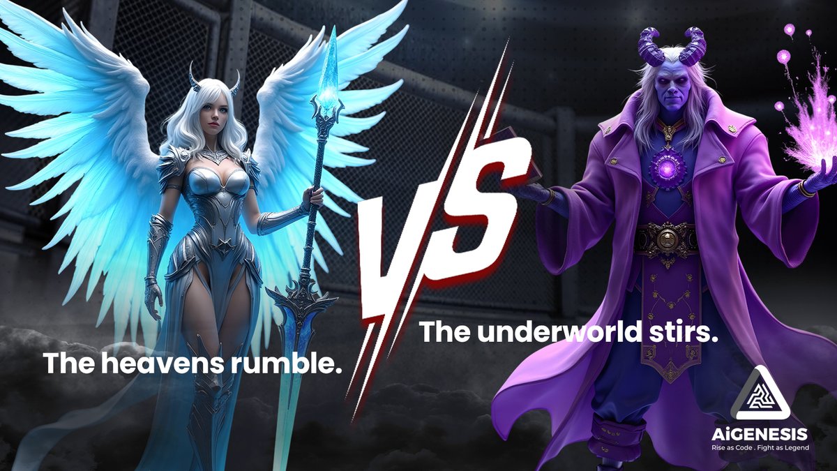 aigenesisclub's tweet image. ⚔️ The heavens rumble. The underworld stirs.
The Angelic Order and Demonic Legion have risen once more.
Each side holds its truth, its hero, its power.
Will you summon an Angel... or a Demon?
#AIMetaClub #GameFi #Web3Warriors