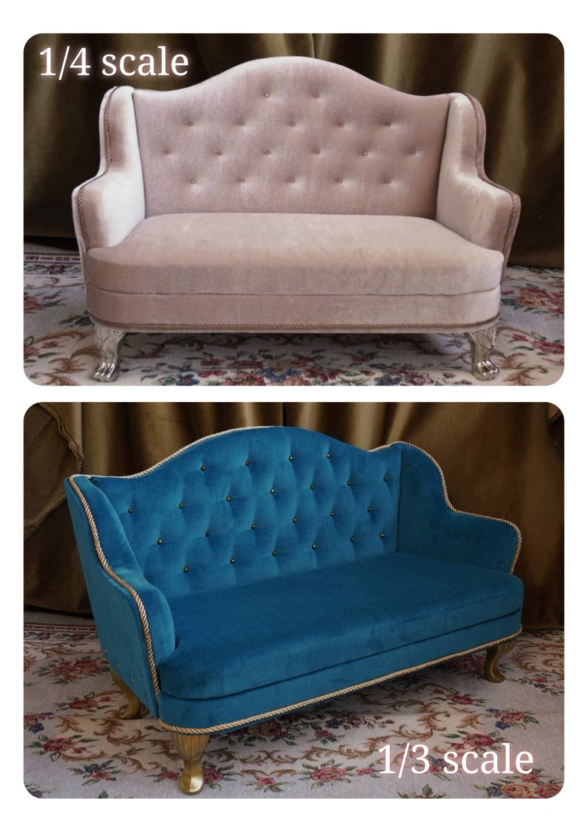 ドール用ウィングチェアを出品しました🛋 1/4サイズの2人掛けと1/3