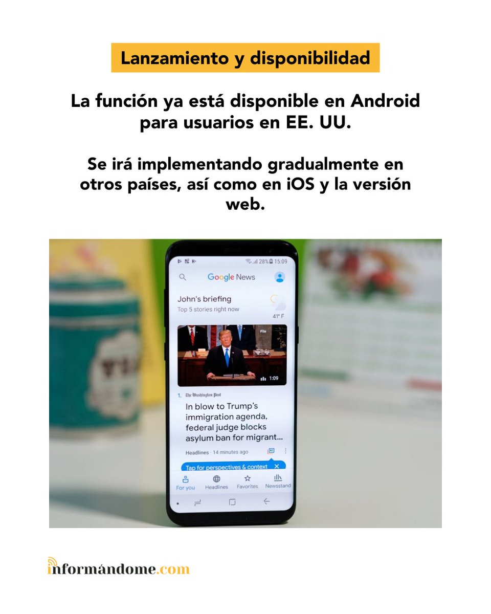 informandomecol's tweet image. Por ahora disponible en Android para usuarios en EE. UU., pero llegará pronto a más países, iOS y web.

#Noticia #GoogleNews #Tecnología