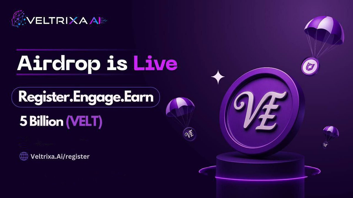 StwnAgust37782's tweet photo. 📷 Veltrixa Airdrop
📷 Reward $VELT For All Users
📷 5B VELT (5% Supply ) of tokens will be allocated to this Airdrop
📷Register
https://t.co/P2a82GFL9l
📷Submit Email &amp; Verify
📷Submit Code bonus 📷 VT523641
📷Complete Easy Task
📷Claim Airdrop
📷Done https://t.co/7fnBbnr29D