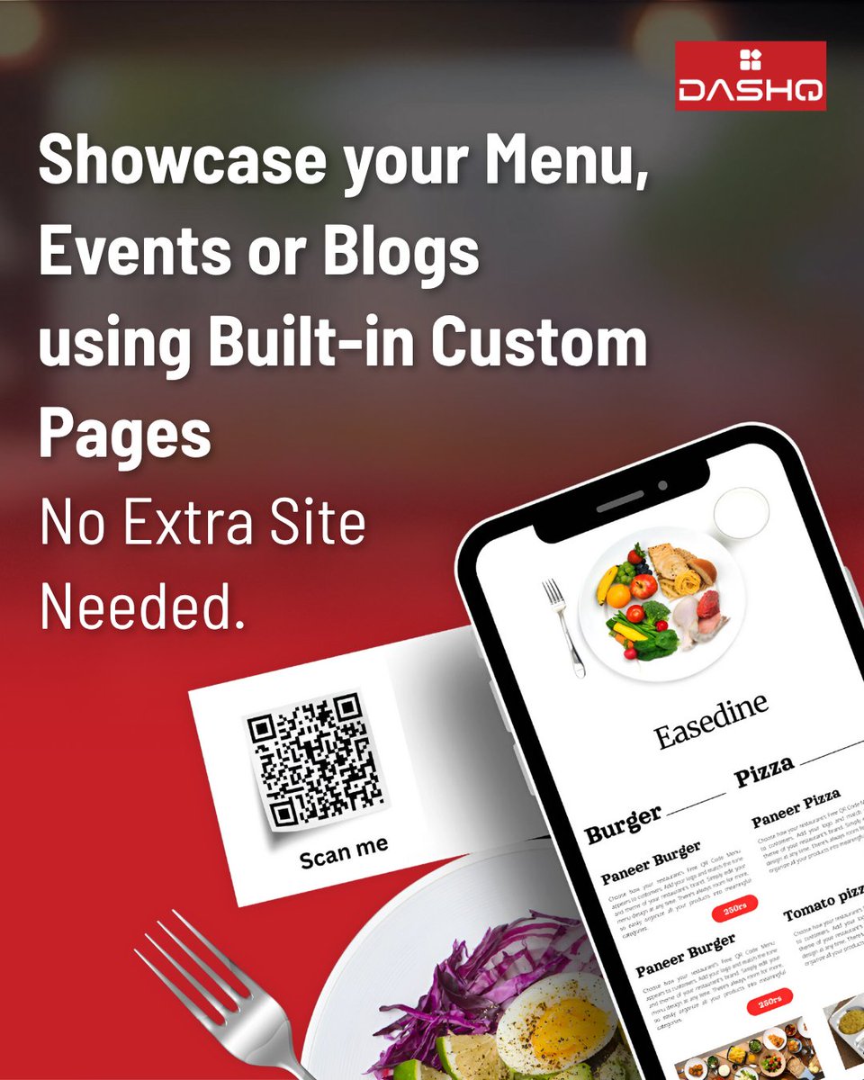 dashqapp's tweet image. Go beyond food.
Highlight menus, events, offers, or blogs with DashQ.in’s built-in custom pages—no extra web tools needed.

#BuiltInPages #MenuShowcase #EventPromotion #BlogHighlight #DashQin #CustomPages #FoodMarketing #DigitalMenus #OnlineEvents  #DashQ