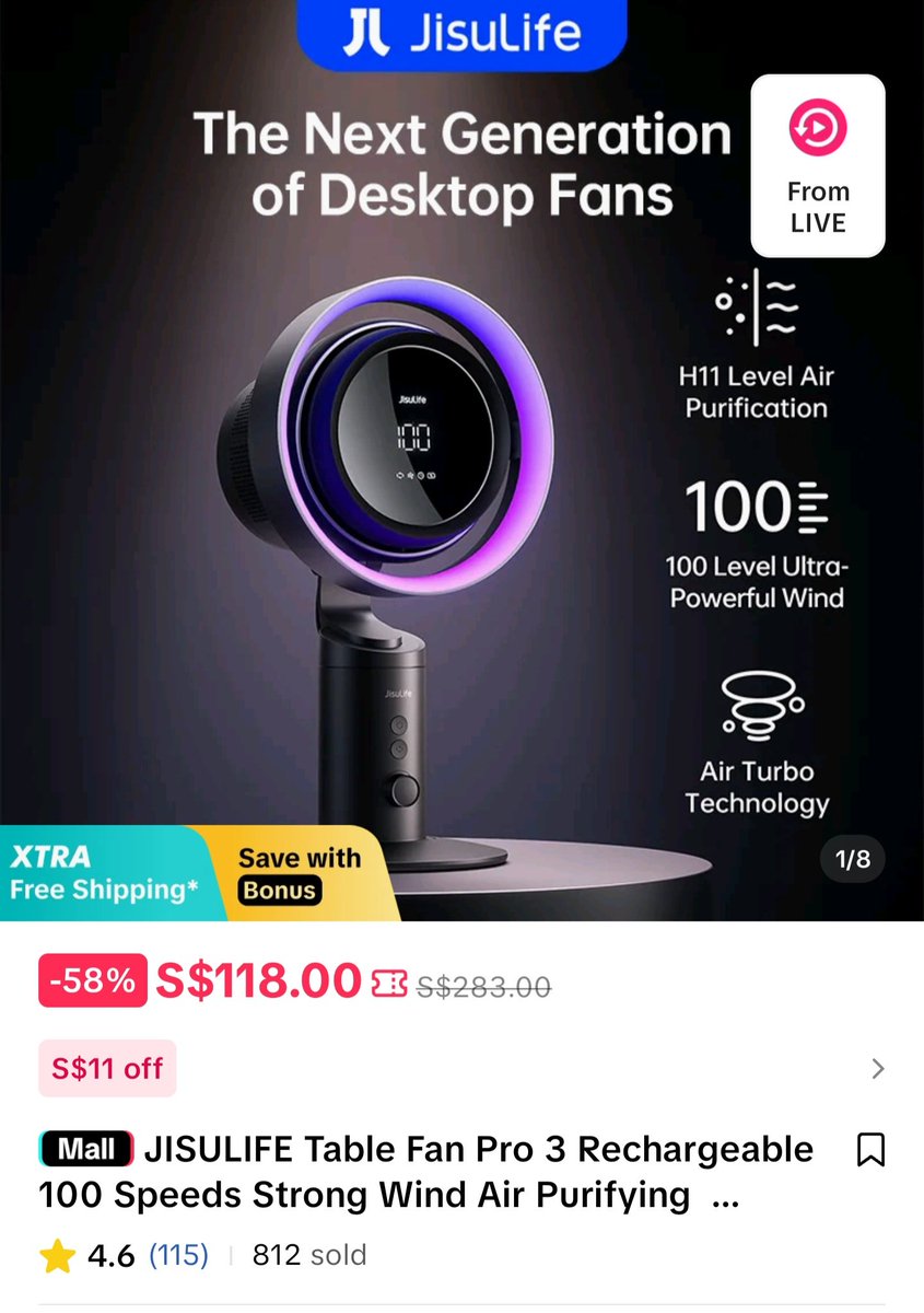 Really good discount. JISULIFE Table Fan Pro 3 Rechargeable 100 Speeds Strong Wind Air Purifying Turbo Fan With Light and Digital Display For Office Outdoor Camping vt.tiktok.com/ZSSTmubKU/