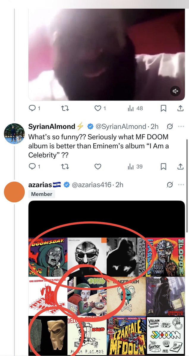 SyrianAlmond's tweet photo. So apparently an MF DOOM project is better than a fake Eminem album that never existed called “I Am a Celebrity”. We got another one ladies and gentleman… Going into details on why a nonexistent Eminem project isn’t at a good caliber is crazy. 😂💀 https://t.co/VJWxvWVULB