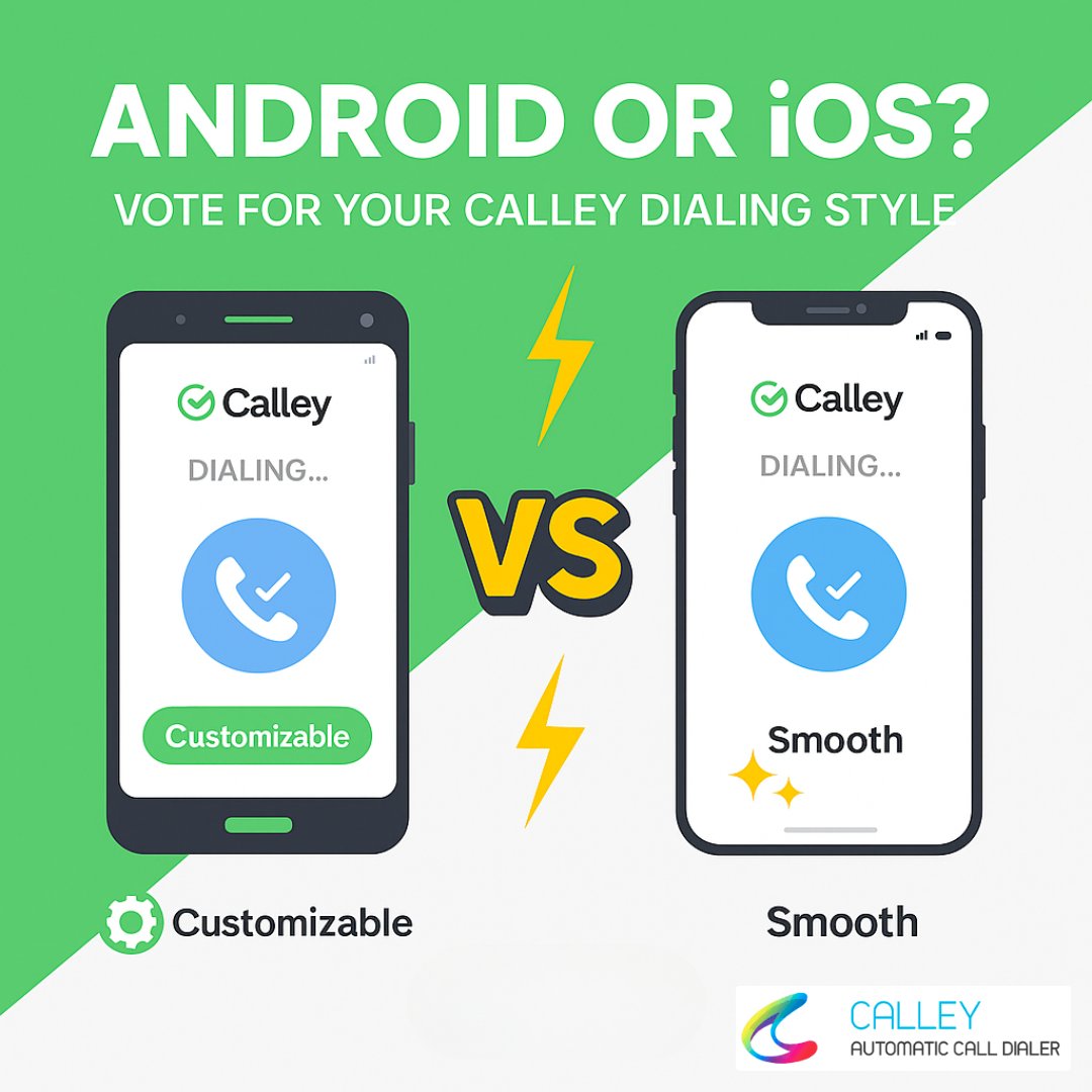 getcalley's tweet image. Same dialer. Different style. 
Android = customizable ⚡
iOS = smooth &amp;amp; reliable 🍏

Which team are you on?
Vote BELOW

Visit: bit.ly/4mfgsKN

#AutoDialer #AndroidvsiOS #travelagents #Android #ColdCalling #LeadGen #iOS #telecalling  #Sales #Callcenter