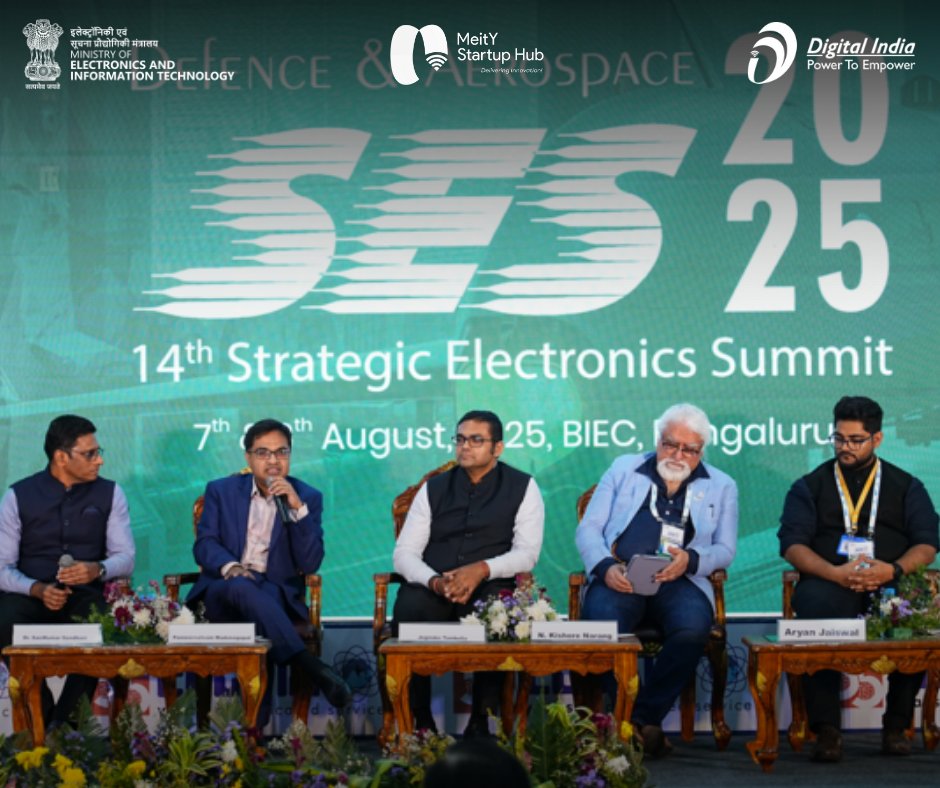 meitystartuphub's tweet image. At #SES2025 🚀 MSH powered DeepTech in Defence &amp;amp; Aerospace — from Startup Pitches to the ESDM Challenge launch &amp;amp; panel insights.

Through the ELCINA–MSH Arena, startups connected with defence stakeholders, forged collaborations &amp;amp; showcased game-changing tech.

#MSH #SES2025