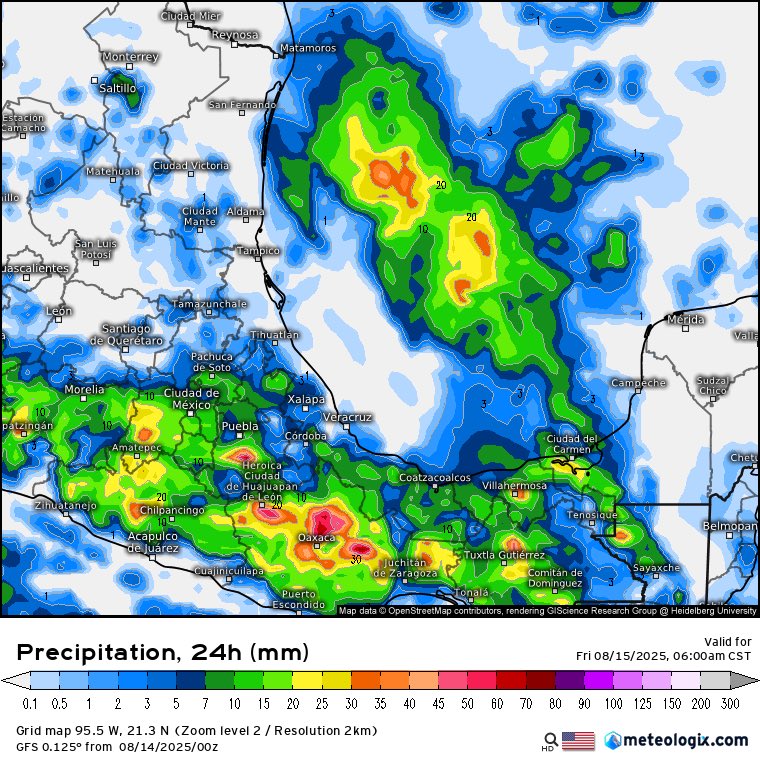 🔴¡MUCHA PRECAUCIÓN!

⛈️Muy fuertes tormentas se prevén este jueves entre Son, Chih, Sin, Nay, Jal, Col, Mich, EdoMex, CDMX, Mor, Gro, Hgo, Pue, Tlax, Oax, Chis, Tab, sur de Ver y Sierra de Dgo

⚠️Localmente 70-150 mm o más con:
-Granizadas
-Ráfagas de viento
-Inundaciones