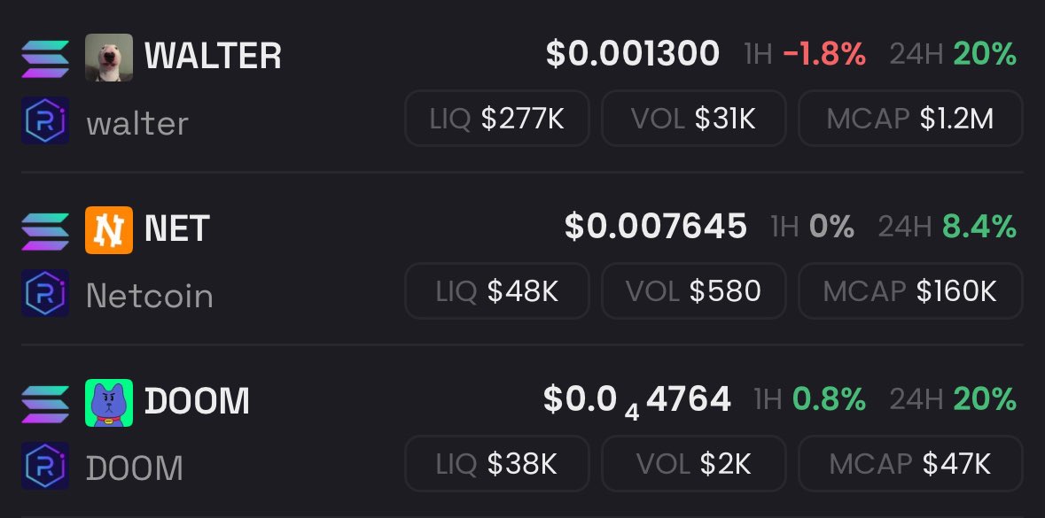 $WALTER $NET $DOOM 

know what YOU find value in (generally in life) and adjust risk/ adapt when needed

i’m happy af rn but these are still immensely undervalued, potential has yet to be unlocked imo 🔒