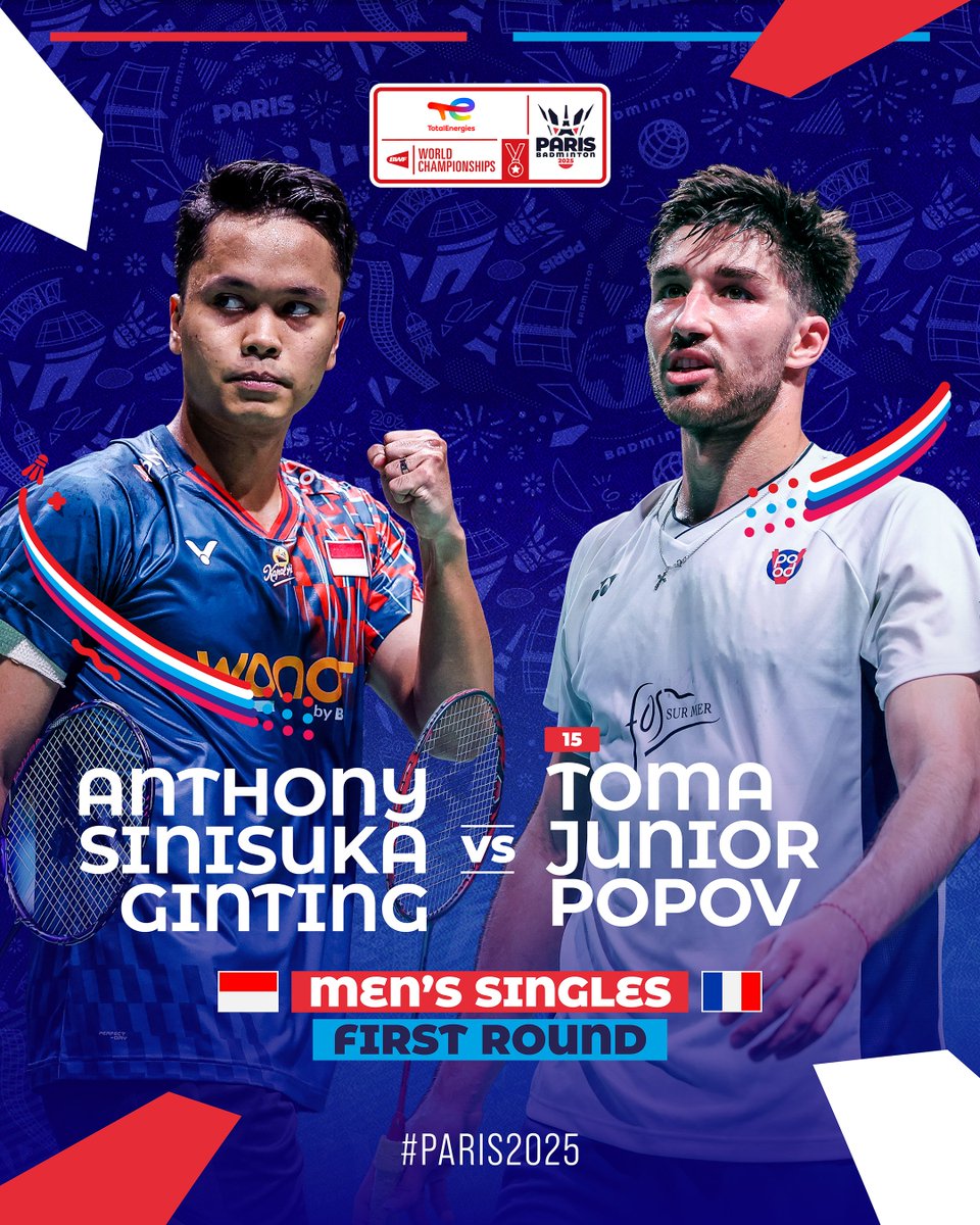 They will meet again in the same arena. 🇫🇷🏸

#BWFWorldChampionships #Paris2025

Full draw results here 👉 bit.ly/WC2025DrawResu…