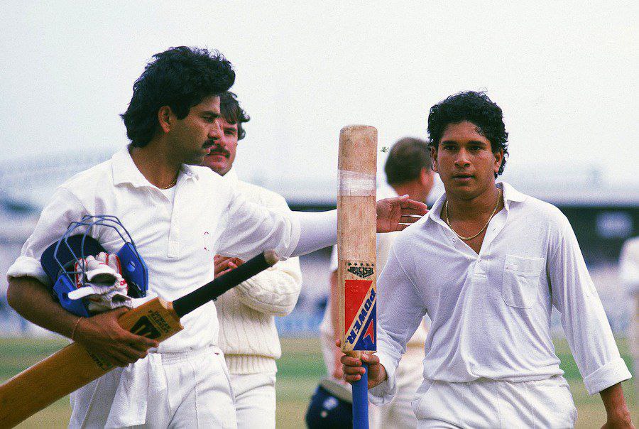imAashutoshh's tweet photo. A 17 YEAR OLD SACHIN TENDULKAR SCORED A TEST HUNDRED IN ENGLAND ON THIS DAY 35 YEARS AGO. 🤯🇮🇳 https://t.co/m6kR5Tp0yF
