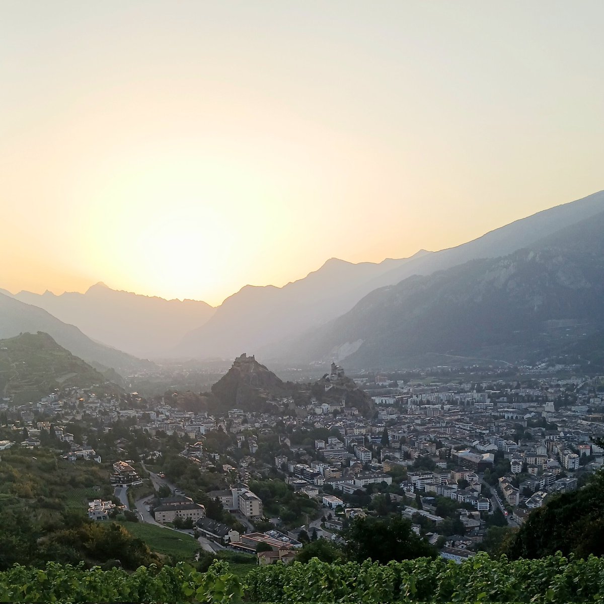 FellayG's tweet photo. Fraîcheur relative du matin avant la belle mais très chaude journée qui s'annonce #Sion #Valais https://t.co/NP8Y3TghKe