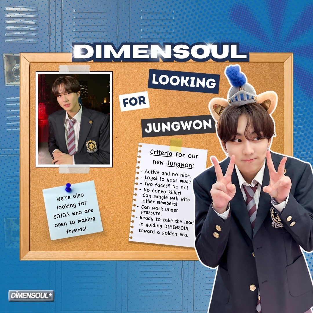 Hi, we’re DIMENSOUL! We’re currently searching for our missing Yang leader, Jungwon. Make sure you’re active, can mingle well, and are selective. We’re also looking for other SQs and OAs who want to build friendships. Leave your introduction below!