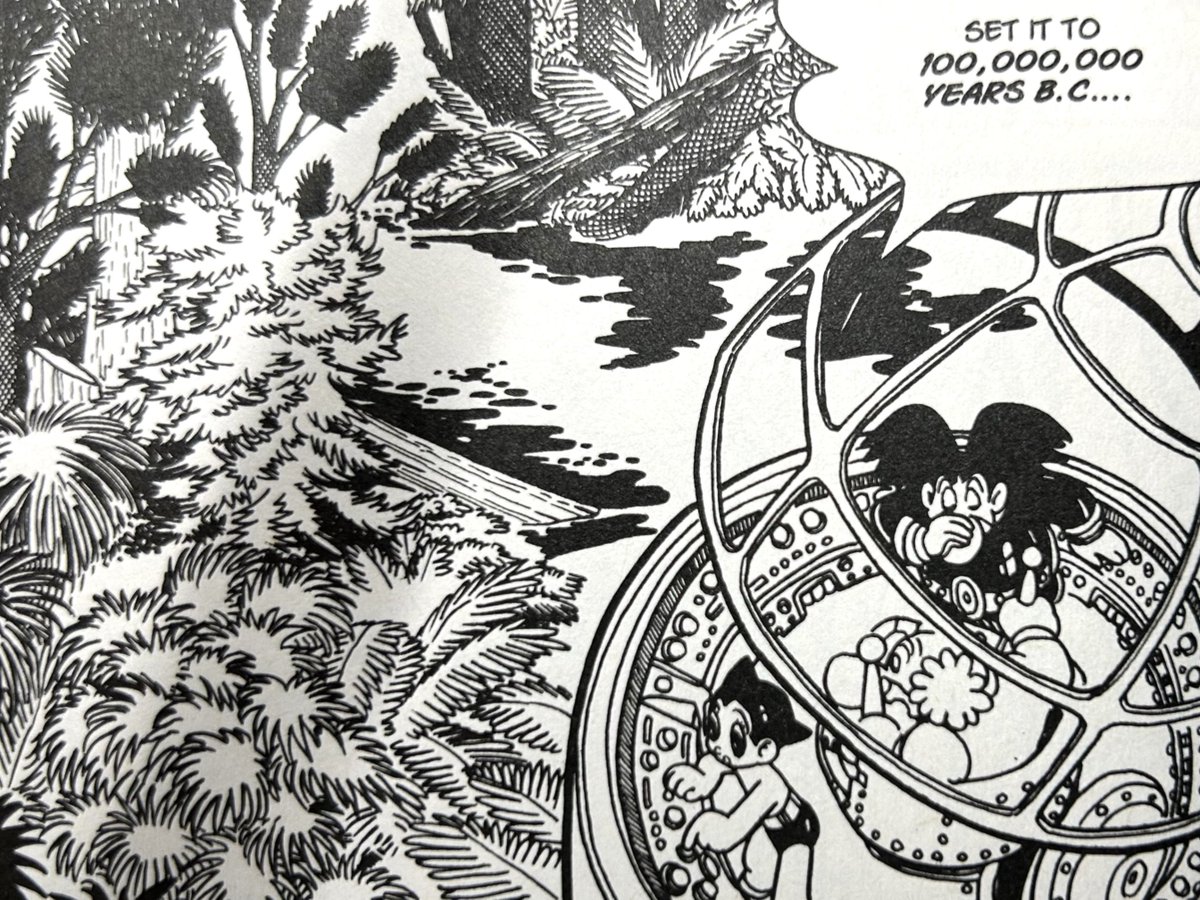 Introduction of #ASTROBOY #manga series #64. We present "THE TEST PILOT" appeared in Sep. 1956. Astro travels to 100,000,000 years B.C. and... #OsamuTezuka darkhorse.com/Books/28-440/A…